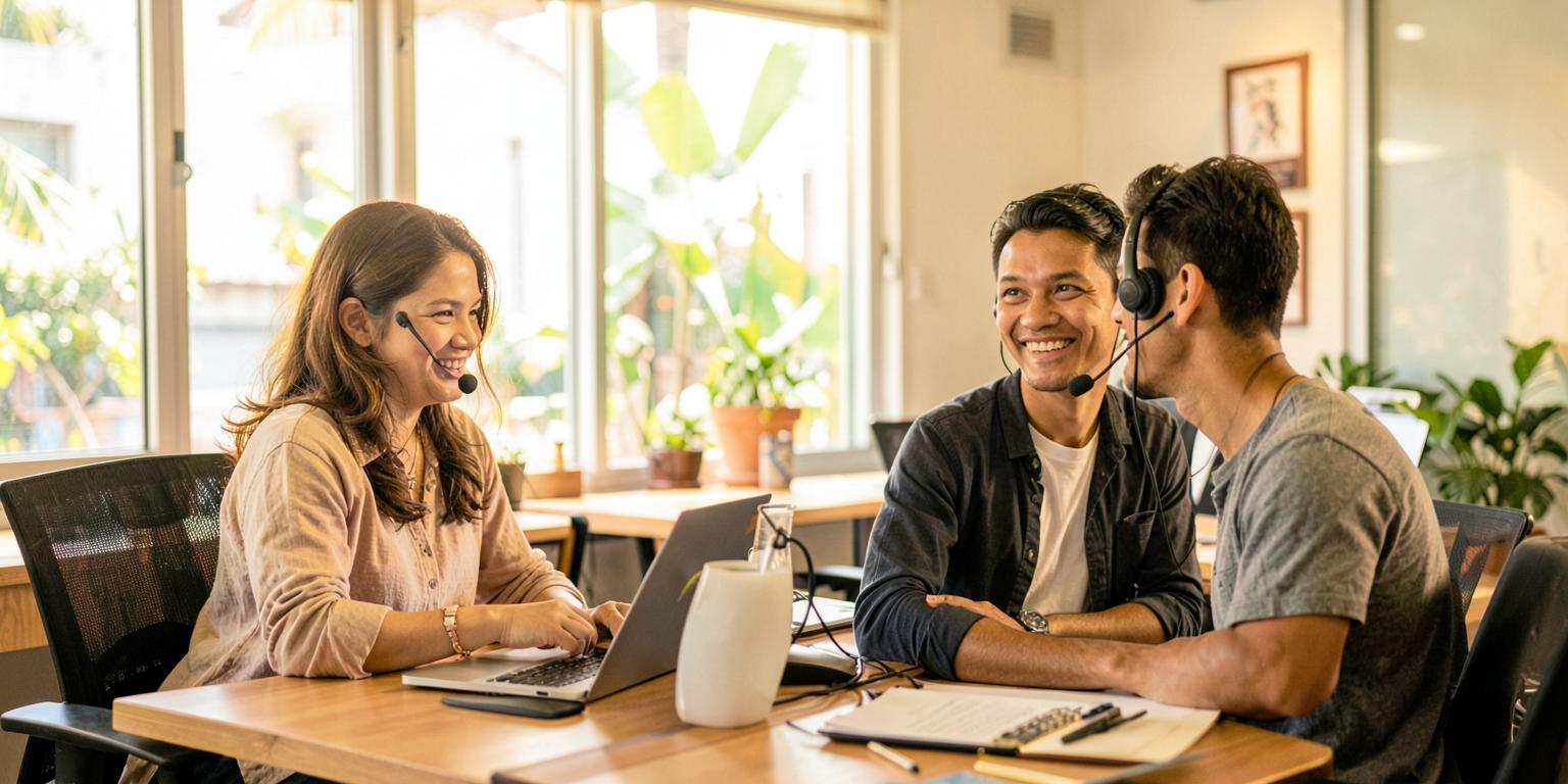 Beacon support specialists helping customers over the phone